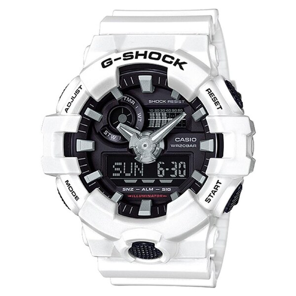 Casio G-SHOCK White Resin Black Dial Analogue-Digital Men's Watch - GA700-7A
