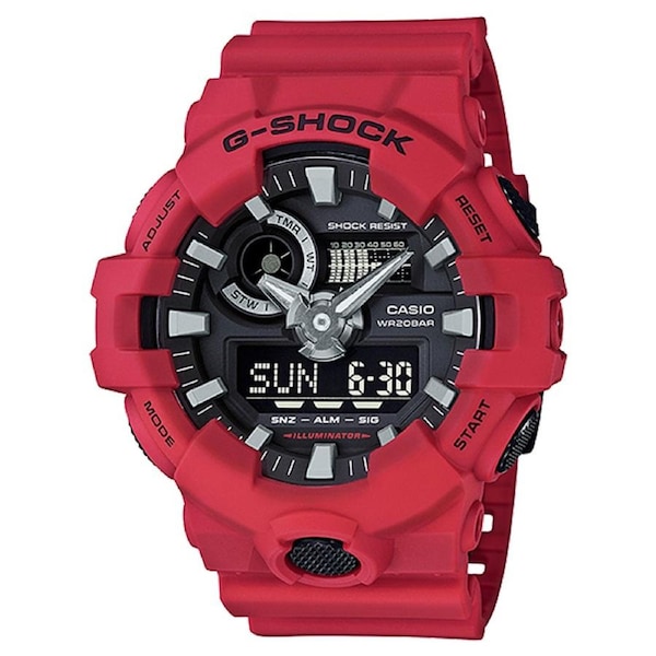 Casio G-SHOCK Red Resin Black Dial Analogue-Digital Men's Watch - GA700-4A