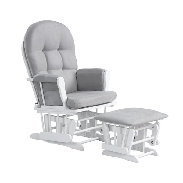 Foret 1 Seater Armchair Rocking Glider Chair Lounge Ottoman Footrest Fabric Grey Light 2pc Set