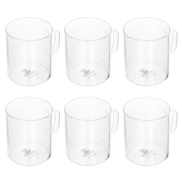 6pc Wilmax England 250ml Thermo Glass Cup Coffee/Tea Drink Mug w/ Handle Clear