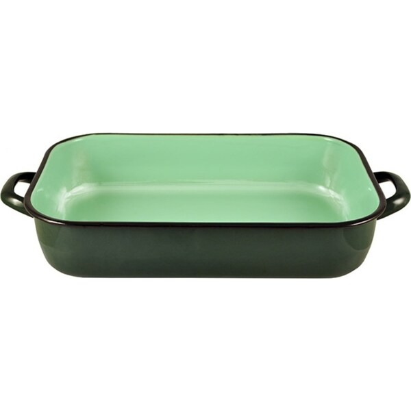 Urban Style 6L Enamel Baking Dish Rectangle Roasting Tray Oven Bakeware Green