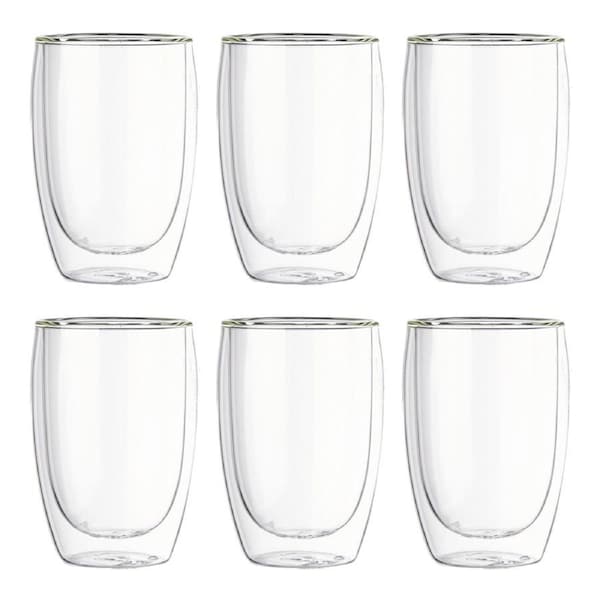 6pc Wilmax England 200ml Thermo Double Wall Glass Cup Water Drinking Mug Clear