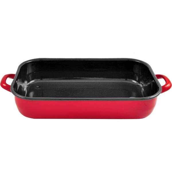Urban Style 6L Enamel Baking Dish Rectangle Roasting Tray Oven Bakeware Red