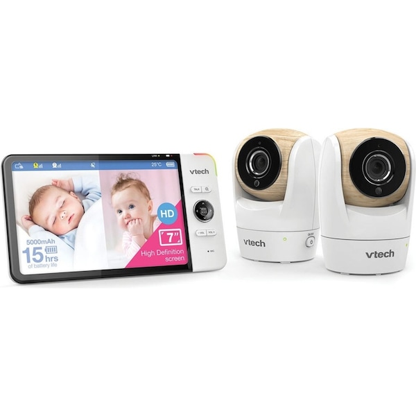 VTech BM7750HD 18cm HD Pan/Tilt 2- Camera Full Colour Baby Monitor Video & Audio