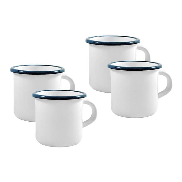4x Urban Style Enamel 280ml Coffee Mug Water/Juice Drinking Cup w/ Handle White