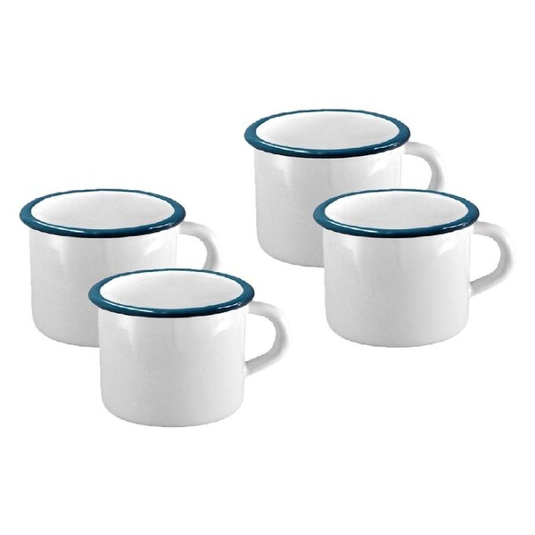 4x Urban Style Enamel 360ml Coffee Mug Water/Juice Drinking Cup w/ Handle White