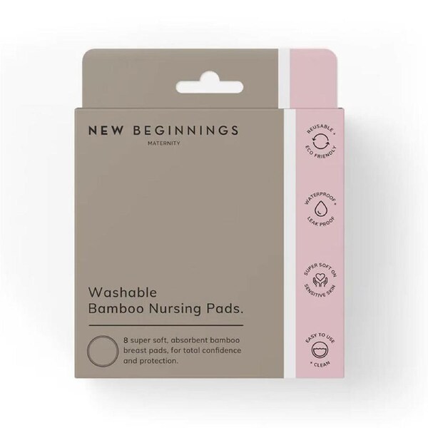 8pc New Beginnings Maternity 12cm Washable Bamboo Nursing Breast Pads White