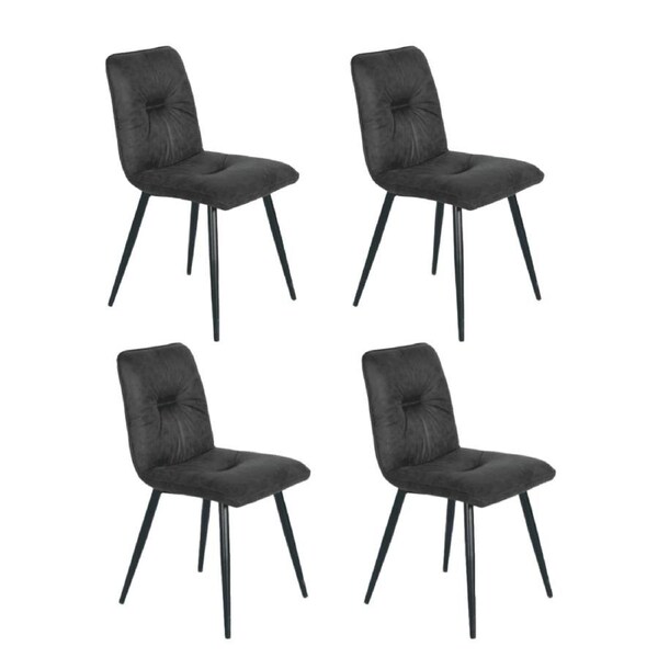 HomeStar Set Of 4 Midash Vintage Fabric Dining Chair Powdercoated Metal Legs - Charcoal