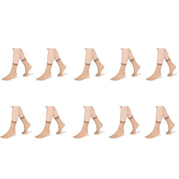 10pair RazzaMatazz Sheer Anklet 15 Denier Women Pantyhose Socks Tan Beige Bulk