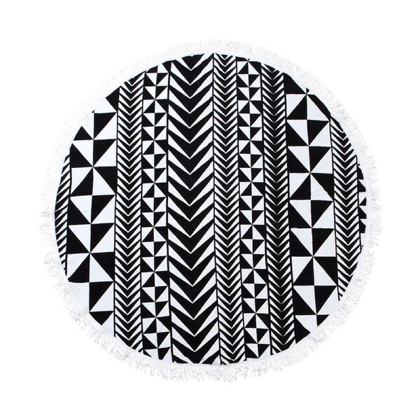 100% Cotton Terry Velour 150cm Round Beach Towel Throw Blanket Cuba Black