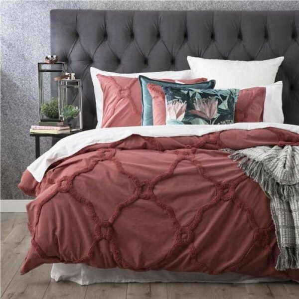 Renee Taylor Moroccan Cotton Chenille Quilt Cover Cedar Queen