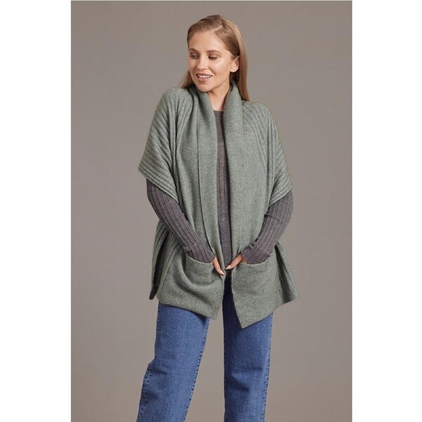 McDonald Possum Merino Womens Wrap With Pockets- Mint