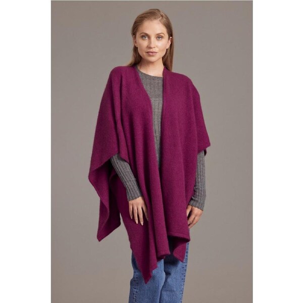 McDonald Possum Merino Womens Split Front Cape-Berry