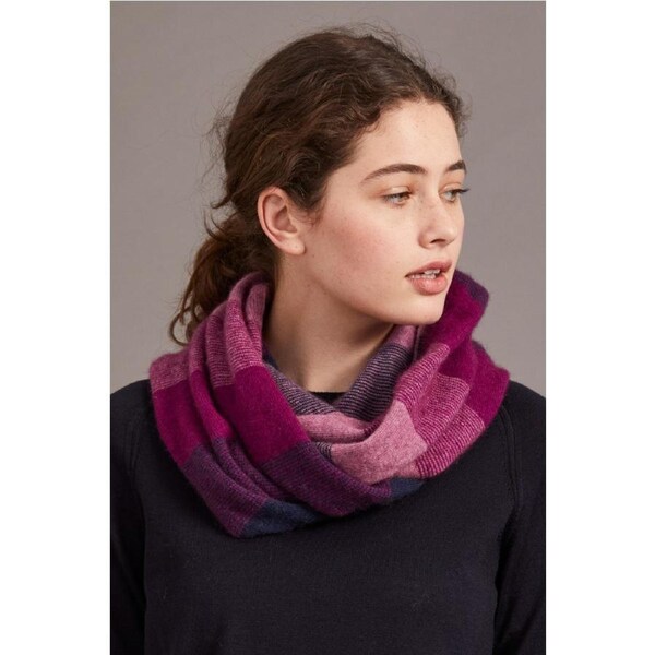 McDonald Possum Merino Ombre Snood Scarf - Navy/Berry/Heather