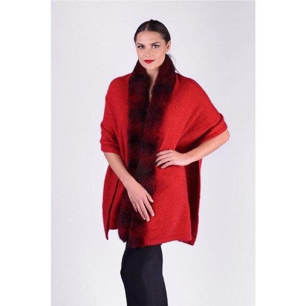 McDonald Possum Merino Fur Womens Shrug Wrap - Red