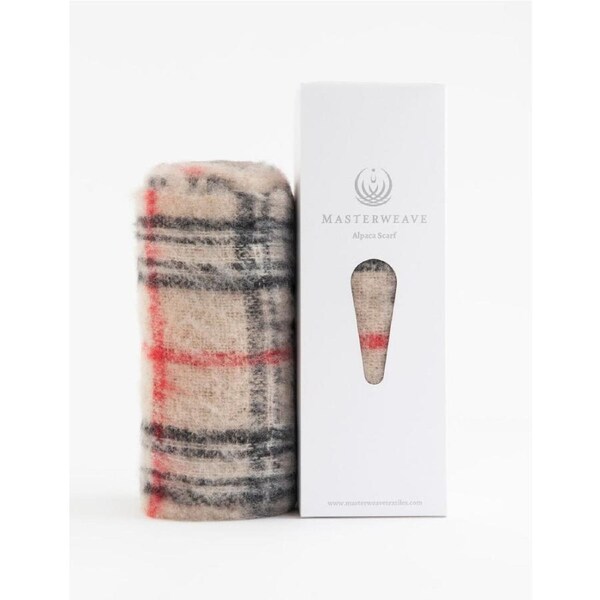 Masterweave Windermere Alpaca Scarf-Fawn check