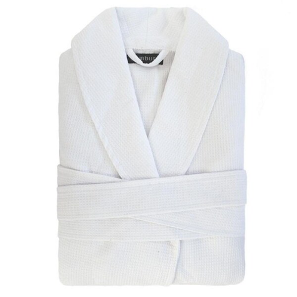 Bambury Chateau Waffle Unisex Bathrobe Medium/Large White