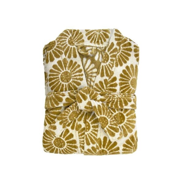 Bambury Daisy Cotton Unisex Bathrobe - Mustard