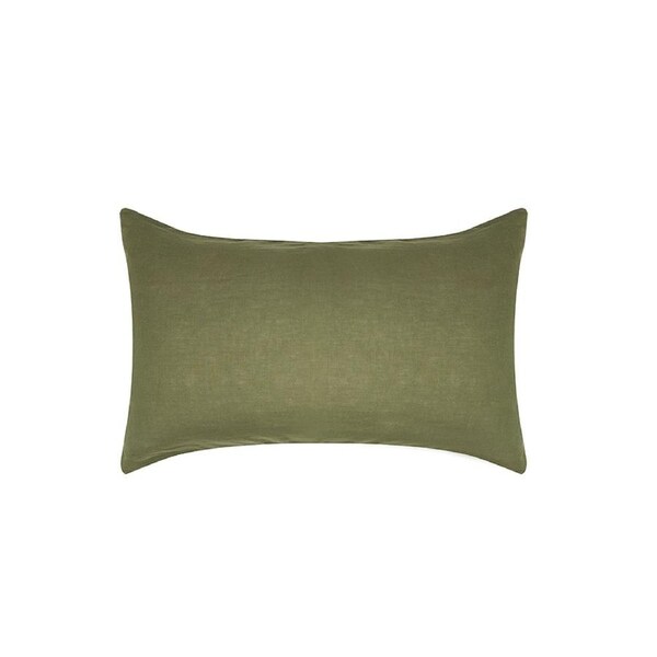 Bambury Luxe Belgian Linen Standard Pillowcase Pair -Olive
