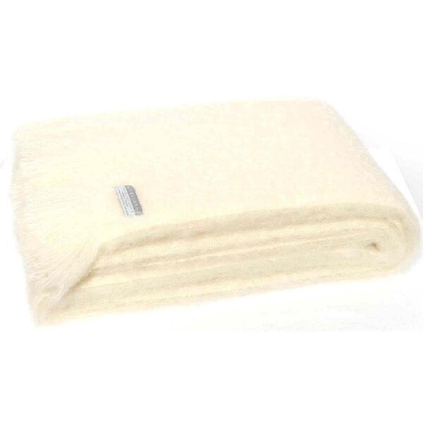 Masterweave Windermere Mohair Knee Wrap Throw Blanket-Cream