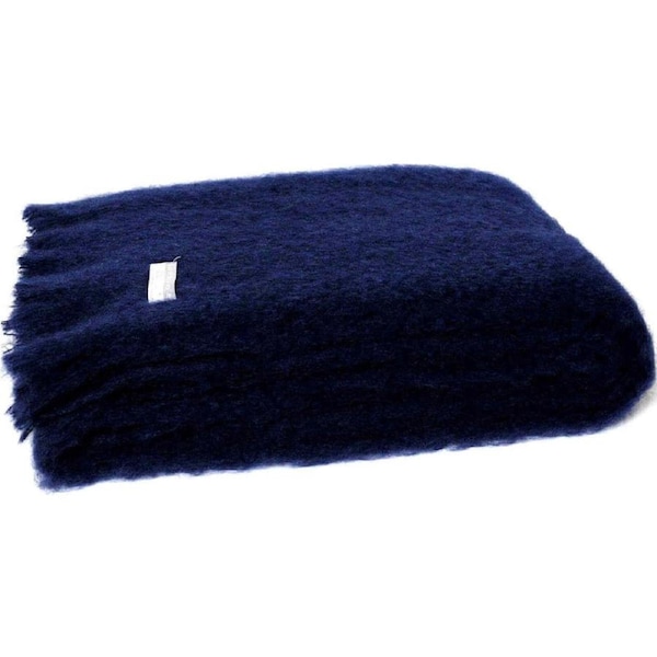 Masterweave Windermere Mohair Throw Rug Blanket - Navy