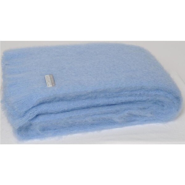 Masterweave Windermere Mohair Knee Wrap Throw Blanket-Sky