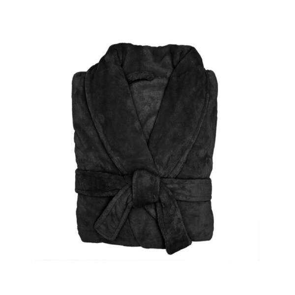 Bambury Microplush Super Soft Unisex Bathrobe Black-Large/Extra-Large