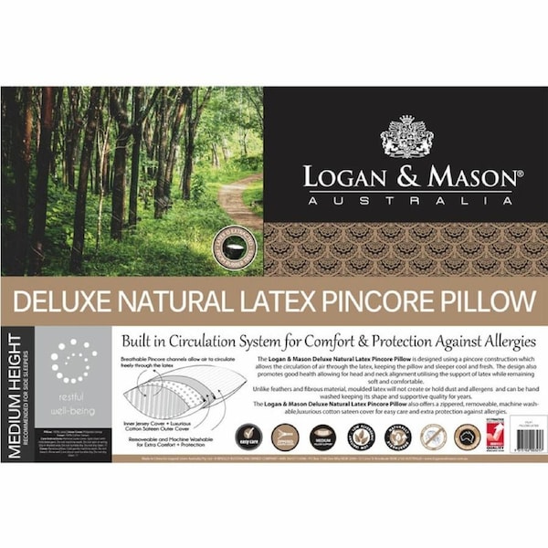 Logan & Mason Deluxe Natural Latex Pincore Medium Profile Pillow