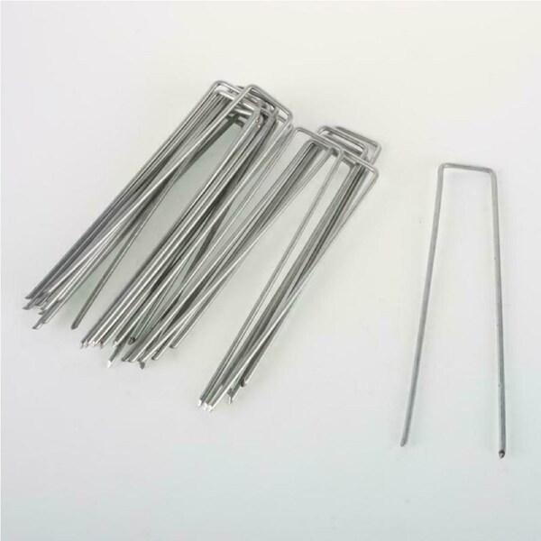 Ozoffer 20Pcs Weed Mat Pins Galvanised Steel Anti Rust 3mm x 150mm Garden Greens