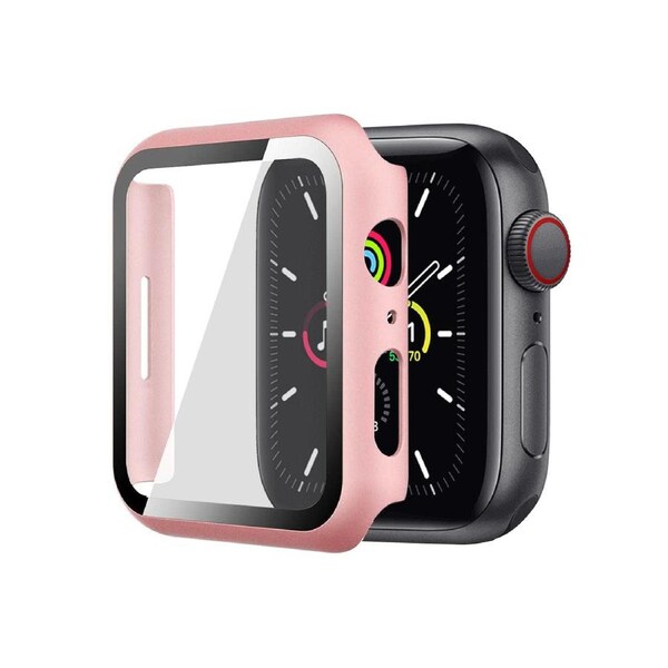 ZUSLAB for Apple Watch Series 8 (2022) 45mm Hard Case with Tempered Glass Screen Protector Ultra Thin Anti Fall Tough Protective Cover - Rose Gold