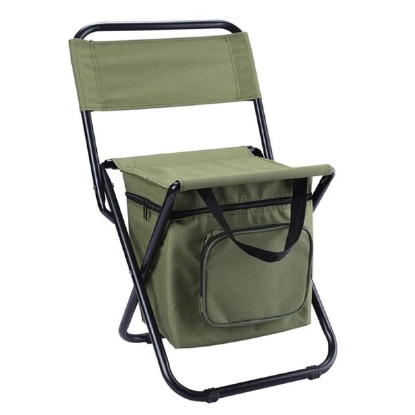 Portable Folding Chair Outdoor Stool with Cooler Bag for Camping, Fishing, Painting, Beach, Travelling, BBQ