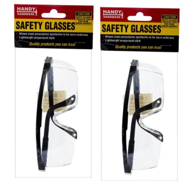 2PCE Safety Glasses Handy Hardware Wraparound Design Clear Protection Unisex