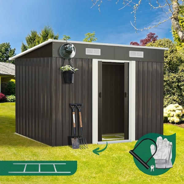 Livsip Garden Shed 2.38x1.31M Outdoor Storage Sheds With Metal Base Workshop Cabin