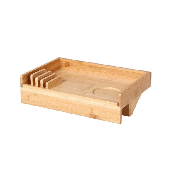 Sherwood Home Bamboo Bed Side Shelf Table with Adustable Clamp - Natural Brown - 35x23x9.3cm
