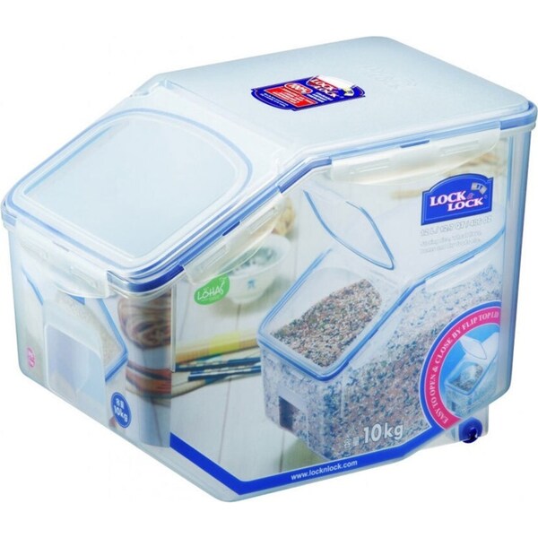 LocknLock Plastic Rice Case 12L Container/Storage Food Organiser w/ Cup Clear