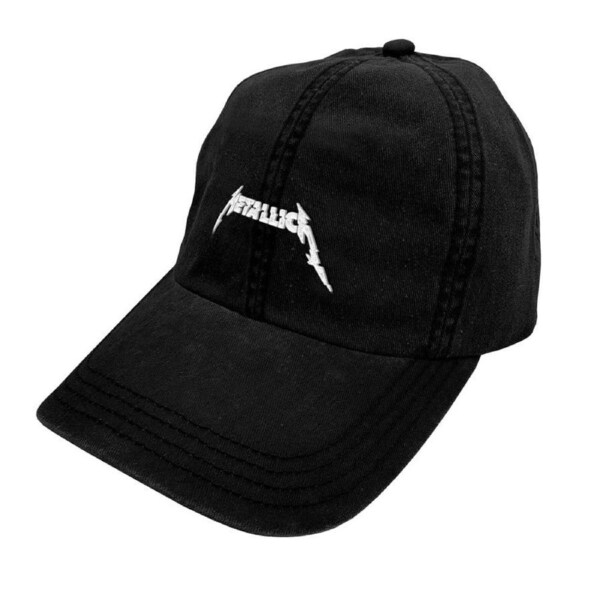 Metallica Washed Black Hat Cap White Logo