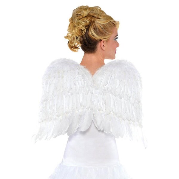 Large Feathered Angel Wings - White