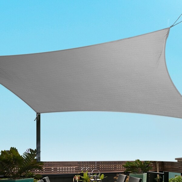 InstaHut Shade Sail 3x3m Square 280GSM 98% Grey Shade Cloth