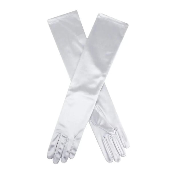 Dents Womens Long Above Elbow Satin Gloves - Silver Grey