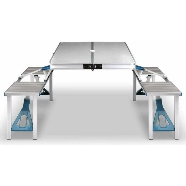 Aluminium Folding Camping Table - 2x Bench Chairs