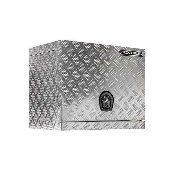 Chrome 2.5mm Aluminium Checker Plate Toolbox for Ute & Trailer Storage - Gas Struts & Whale Lock