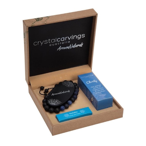 Bramble Bay Lava Stone Bracelet Aroma Gift Set - Sodalite