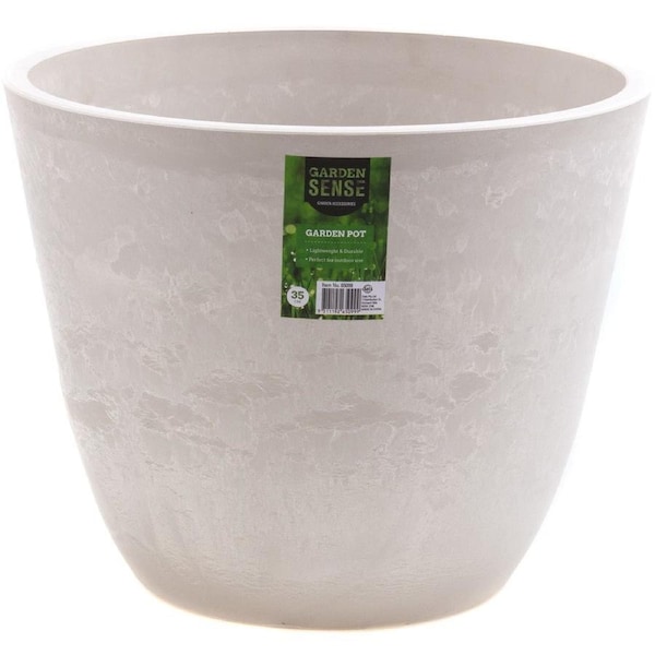Garden Sense Round Pot 35cm - White Stone