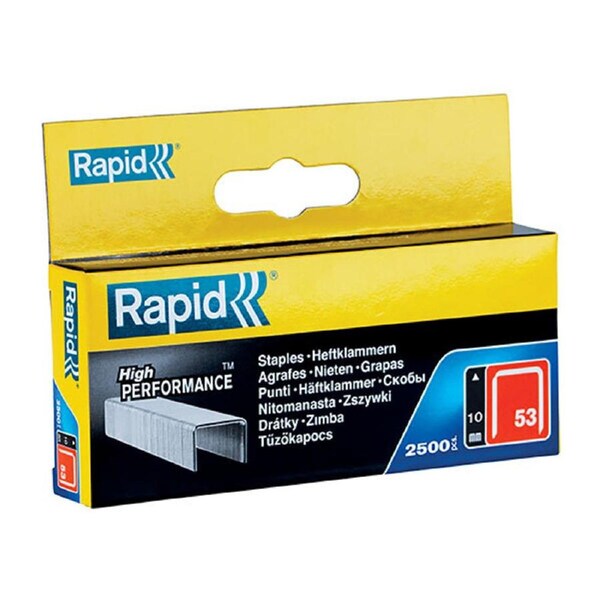 2500PK Rapid Galvanised Flatwire 53/10mm Staples Refills For Stapler Gun Tacker