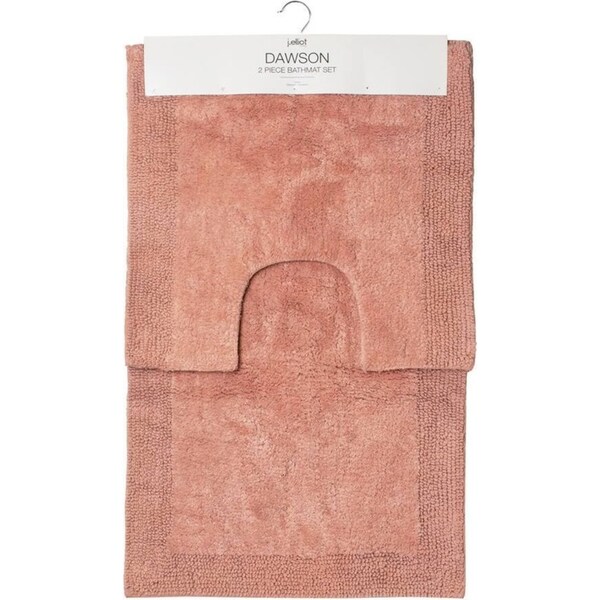 2pc J.Elliot Dawson Cotton Bathmat Home Bathroom Toilet/Shower Rug Set Clay Pink