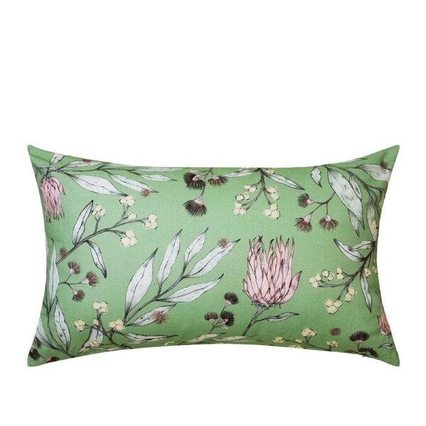 J.Elliot Protea 55cm Cotton Cushion Rectangular Decor Pillow Pistachio/Multi