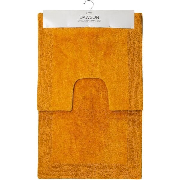 2pc J.Elliot Dawson Cotton Bathmat Home Bathroom Toilet/Shower Rug Set Mustard