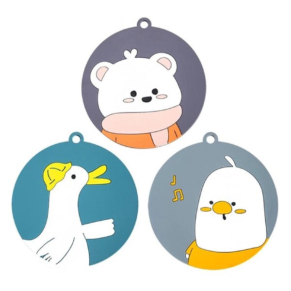 9Pcs Cartoon cute round coaster thickened PVC insulation pads