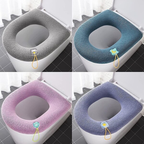4 Pcs thickened toilet cover knitted toilet seat cover