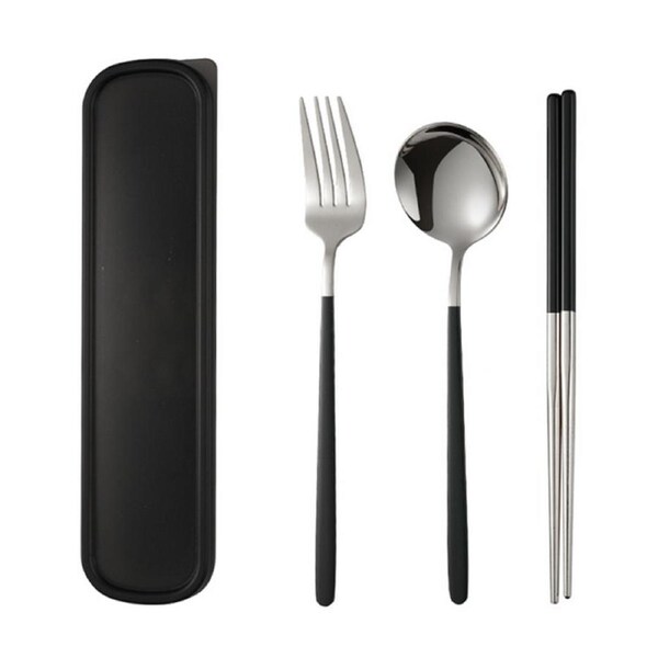3 pcs Stainless steel chopsticks spoon set portable tableware